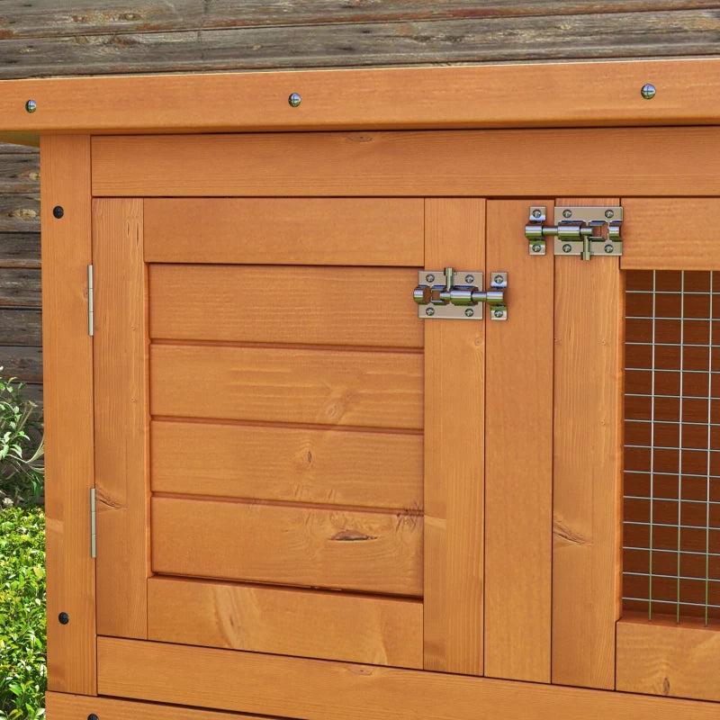 Double Tier Wooden Rabbit Hutch - Large 2-Tier Home for Rabbits & Guinea Pigs - Pet Lovers Choice, Natural Design