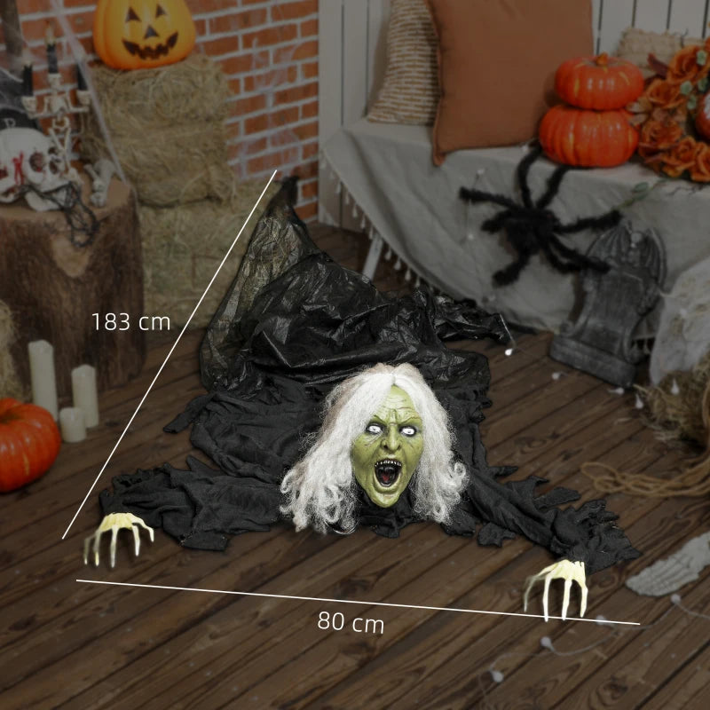 183 cm Life Size Crawling Zombie with Glowing LED Eyes - Scary Animated Halloween Decoration for Indoor/Outdoor Parties