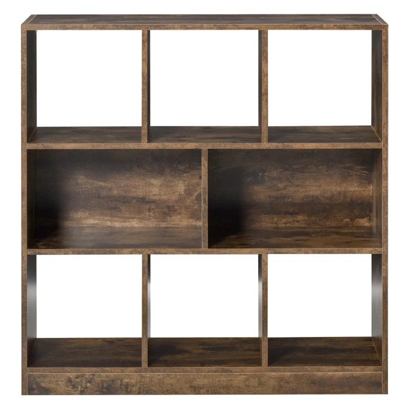 Rustic Brown 3-Tier Bookcase - Stylish Storage Shelf Unit with Open Compartments for Living Room, Bedroom, Office, 97.5 x 30 x 100 cm