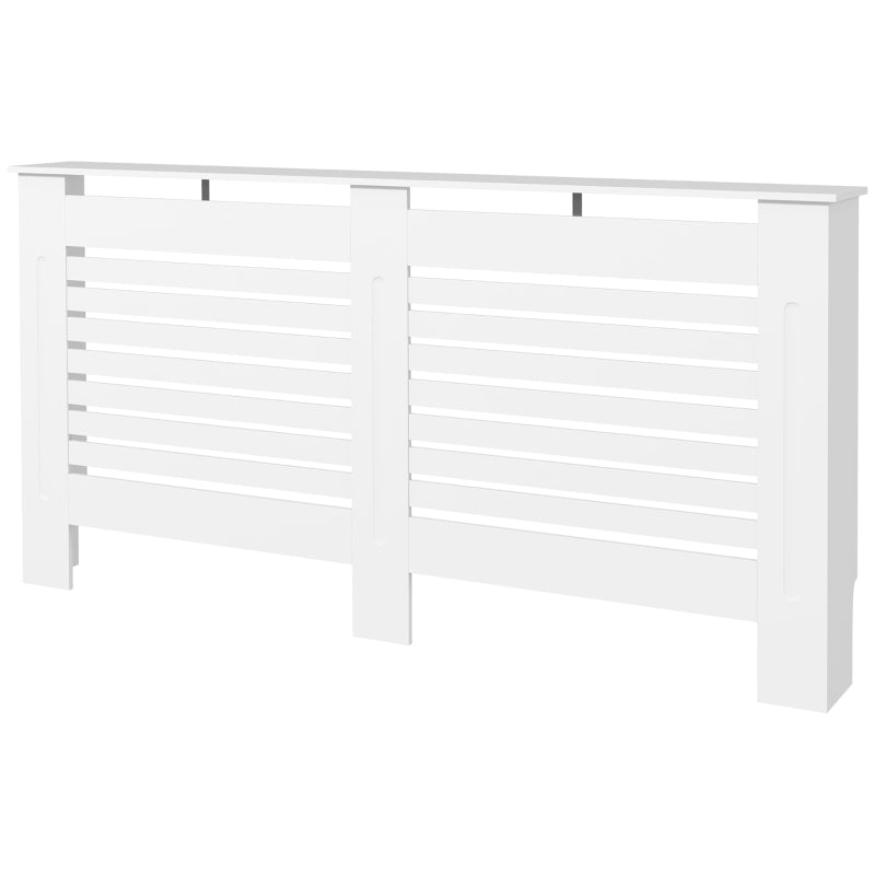 Modern White MDF Radiator Cover Cabinet with Horizontal Slats for Living Room Bedroom 152L x 19W x 81H cm