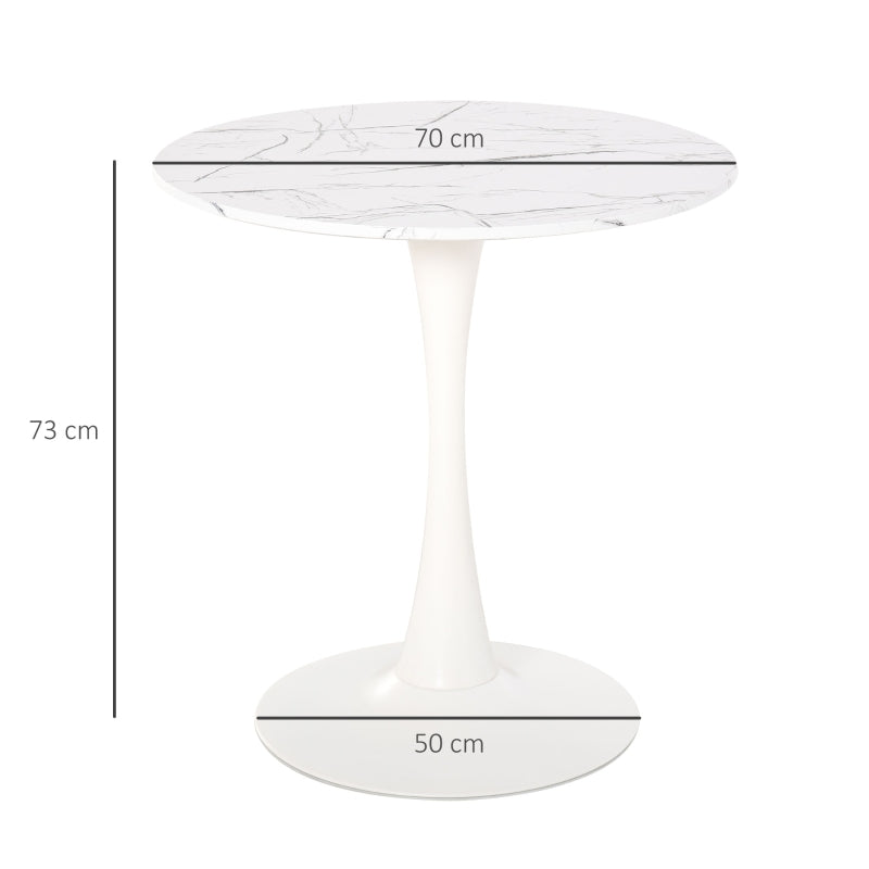Modern Round Dining Table - White Bistro Table with Metal Base for Kitchen & Dining Room - Stylish Leisure Furniture
