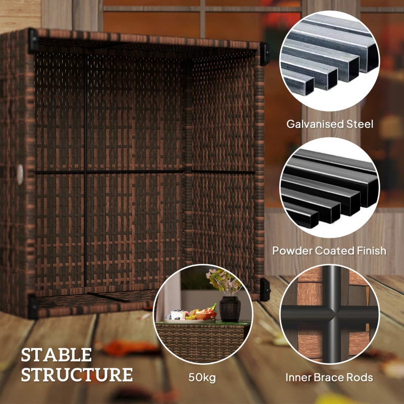 62 x 62cm Brown Glass-Top Rattan Side Table - Stylish Outdoor Furniture