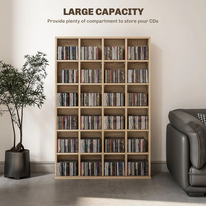 Adjustable CD Storage Unit with Nature Wood Finish - 89 x 130.5 cm, Perfect for Organizing Your Music Collection