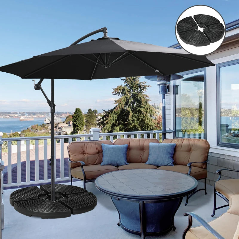 Black Fillable Cantilever Parasol Weight Set - 52kg