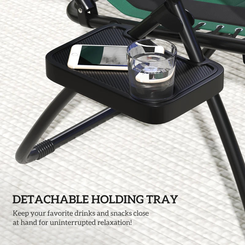Zero Gravity Lounger Chair - Folding Reclining Patio Chair with Shade Cover, Padded Seat, Cup Holder, Soft Cushion and Headrest - Green, Large Size