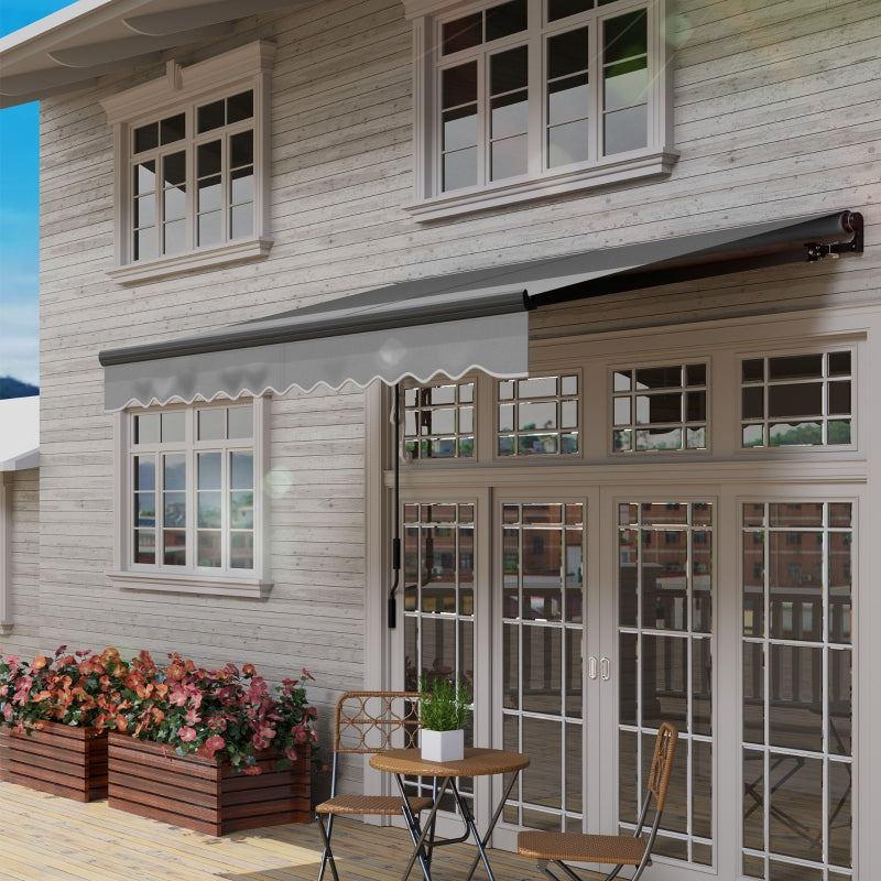 2.5 x 2m Dark Grey Electric Awning with LED Light & Remote Controller - Aluminium Frame DIY Retractable UV50+ Sun Shade Canopy for Garden, Patio, Deck, Door, Window