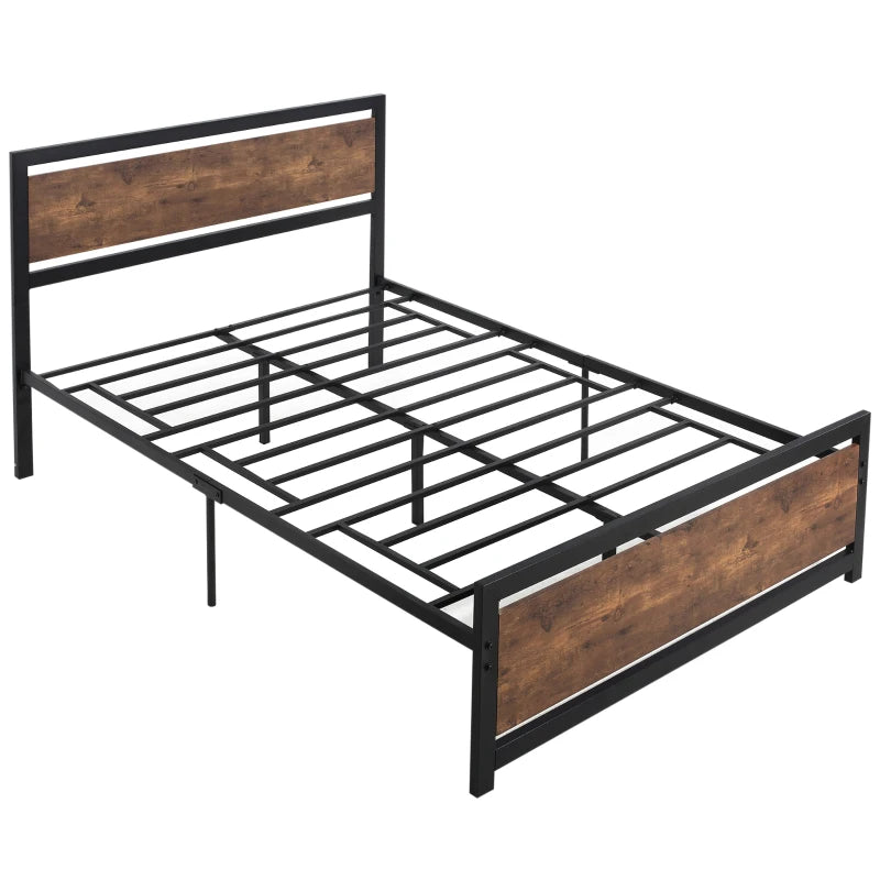 Double Size Metal Bed Frame with Headboard & Footboard - Sturdy Slat Support & Underbed Storage - Ideal Bedroom Furniture for Adults
