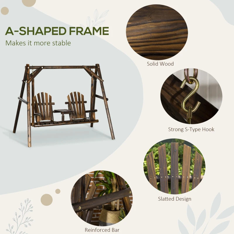 Carbonized Wood Swing Chair, 198x135x170 cm