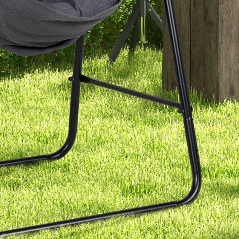 Dark Grey Hammock Swing Chair with Stand and Cushion