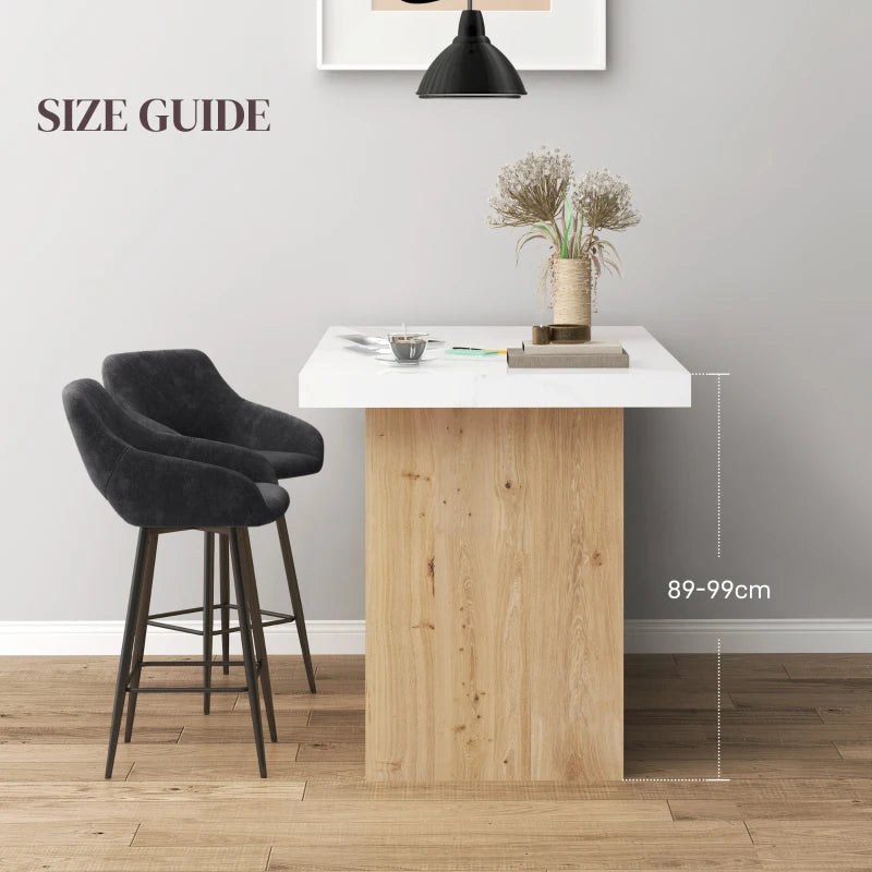 Set of 2 Grey Velvet-Feel Bar Stools - Stylish Modern Seating for Kitchen Island or Home Bar