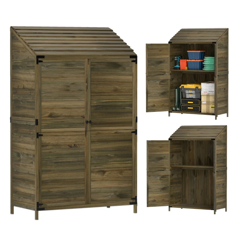 Two-Tier Wooden Garden Shed - 59 x 103.5 cm - Green