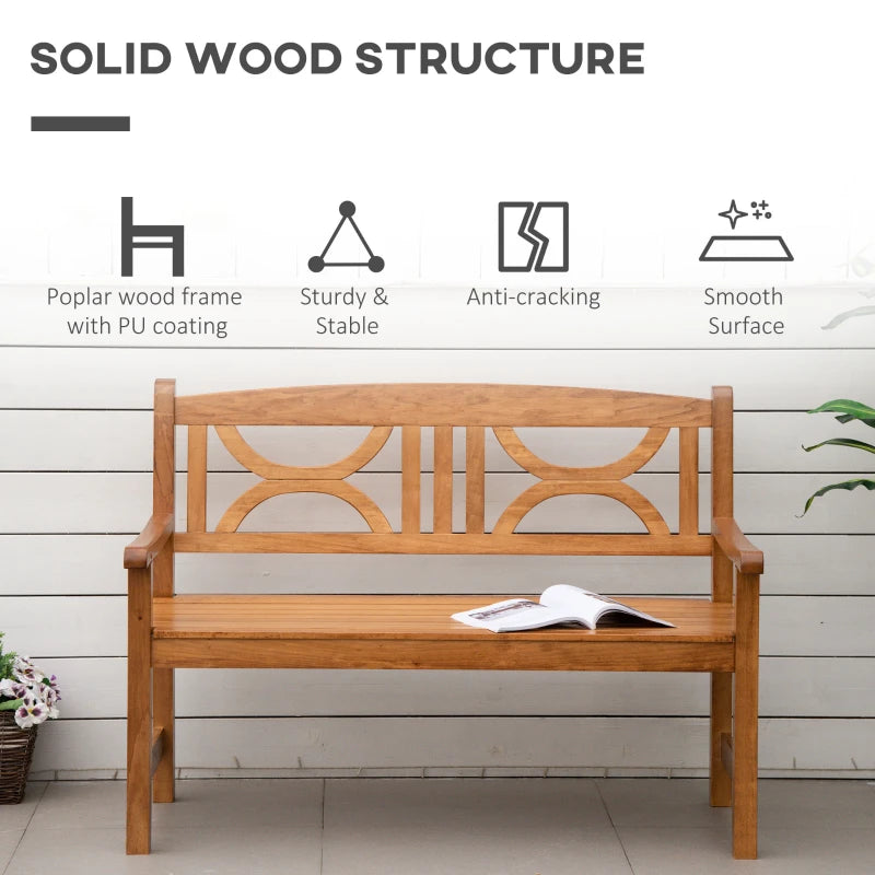 Natural Wood 2-Seater Outdoor Patio Bench