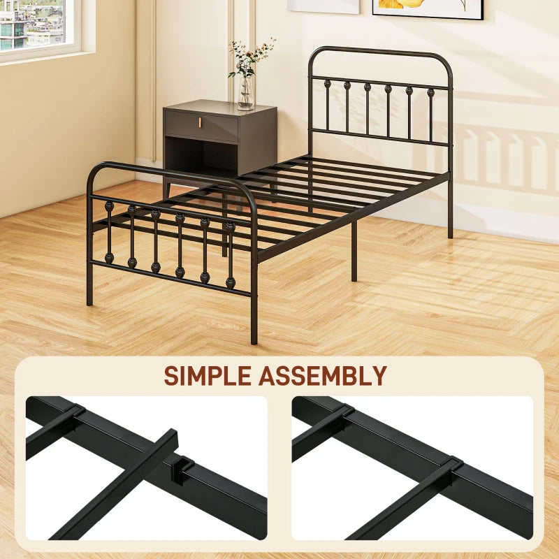 Minimalistic Black Metal Bed Frame - Stylish, Durable, Modern Design for Twin, Full, Queen, King Size Beds