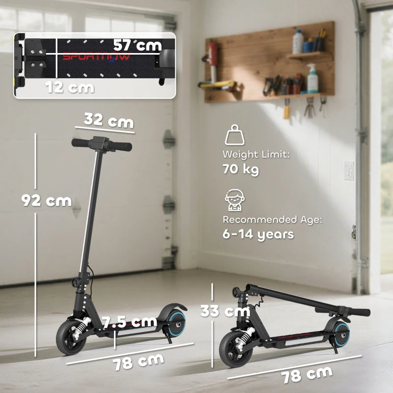 Folding Electric Scooter for Kids with Dual Brakes Front Suspension and LED Lights Black