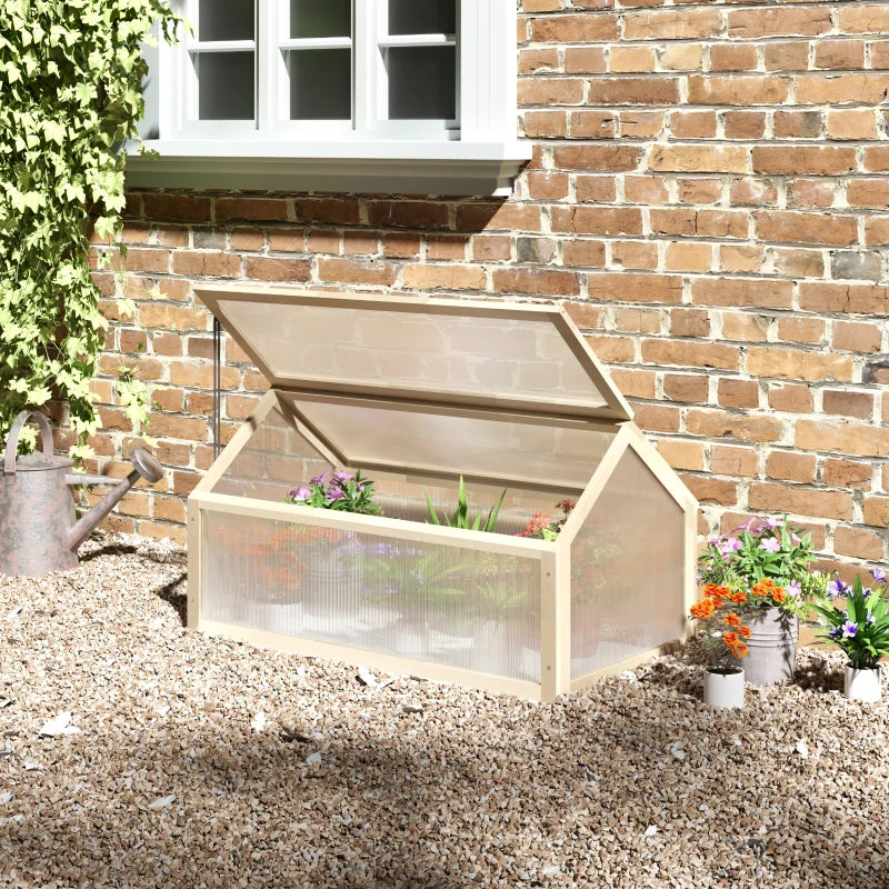 Wooden Greenhouse Cold Frame for Plants and Vegetables, Green, 90 x 52 x 50cm