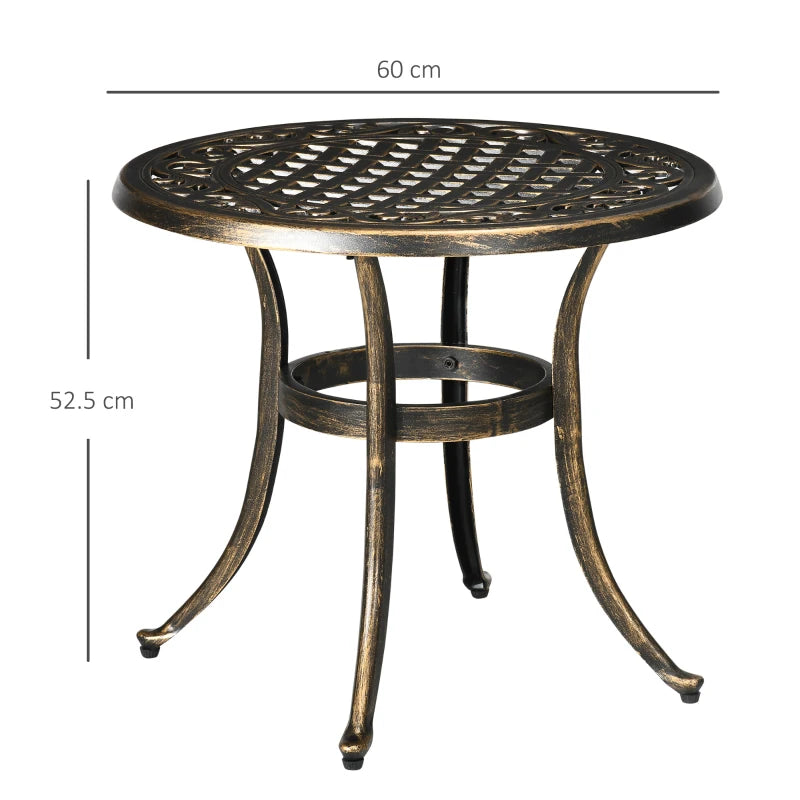 Bronze Round Industrial Side Table with Hollow Top - Patio, Garden, Balcony