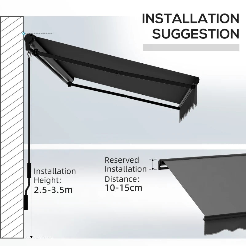 3m x 2m Dark Grey Electric Awning Canopy