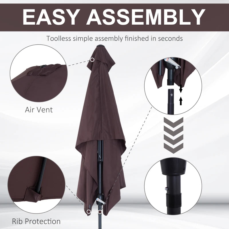 Brown Tilt Crank Patio Umbrella