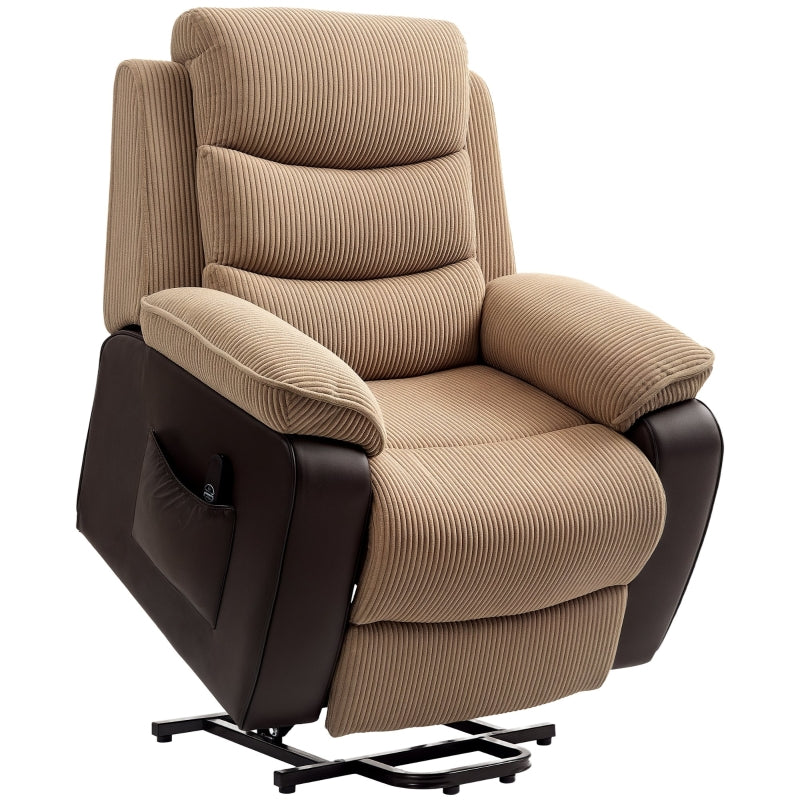 Oversized Electric Riser Recliner Chair for Elderly with Remote Control, USB Port and Side Pockets in Brown