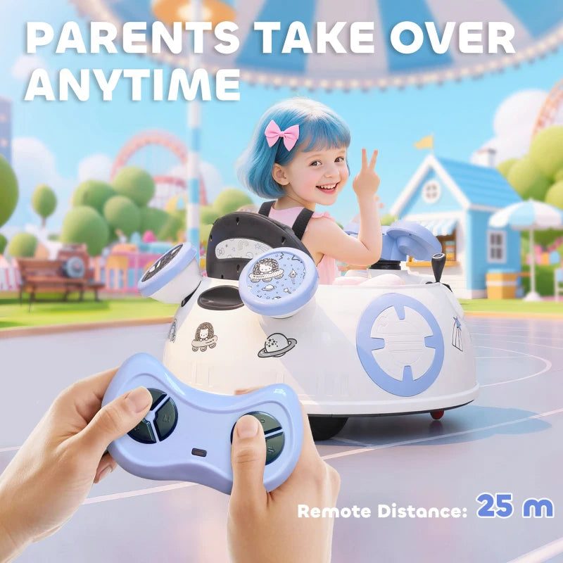 Hello Kitty Kids Ride On Bumper Car with Remote Control Joysticks Music Lights Safety Belt White