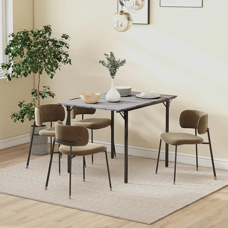 Stylish Grey Four-Person Drop Leaf Dining Table - Space-Saving Design for Modern Homes and Small Dining Areas