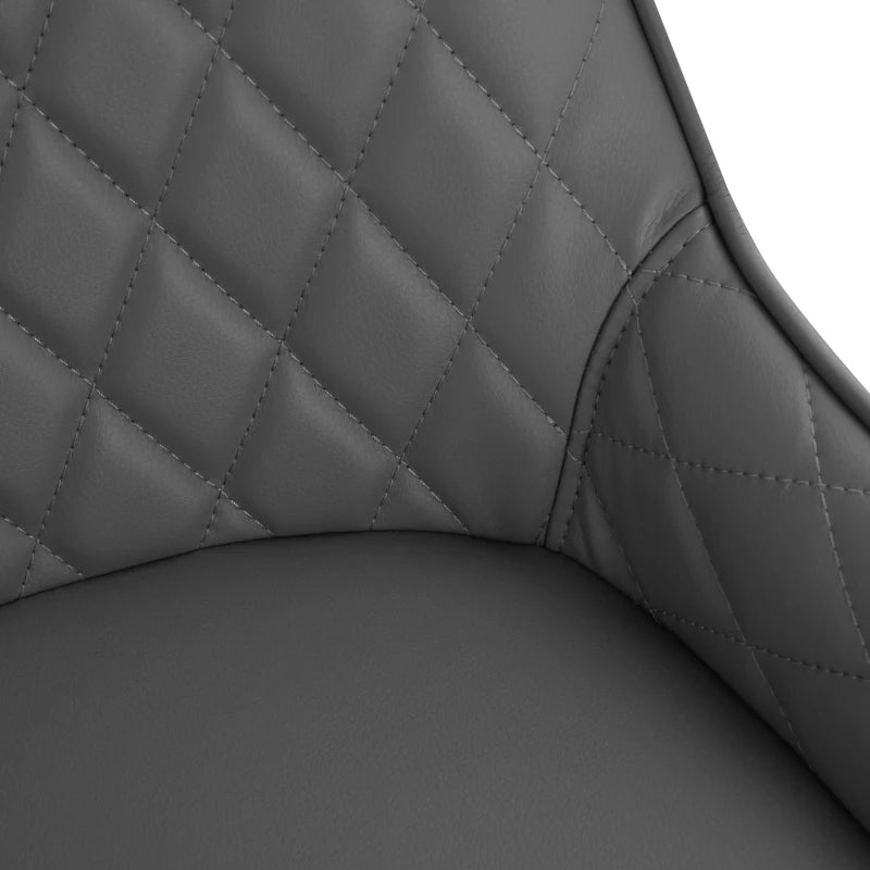 Set of 2 Modern Quilted PU Leather Dining Chairs with Metal Frame - Stylish Grey Home Seating for Executive Spaces