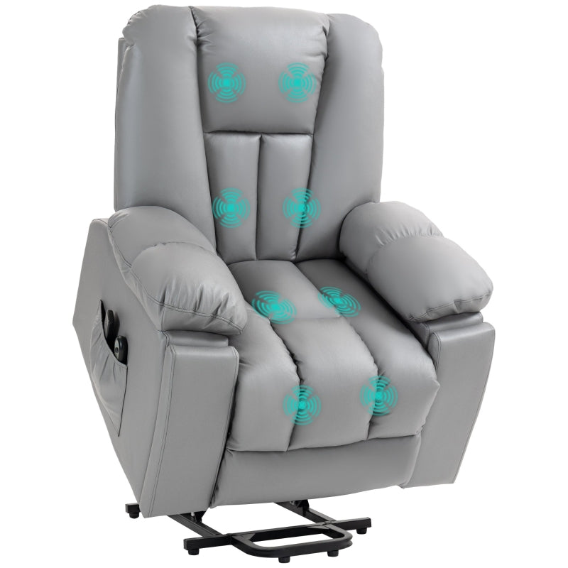 Charcoal Grey Reclining Armchair with Eight Massage Points for Ultimate Comfort