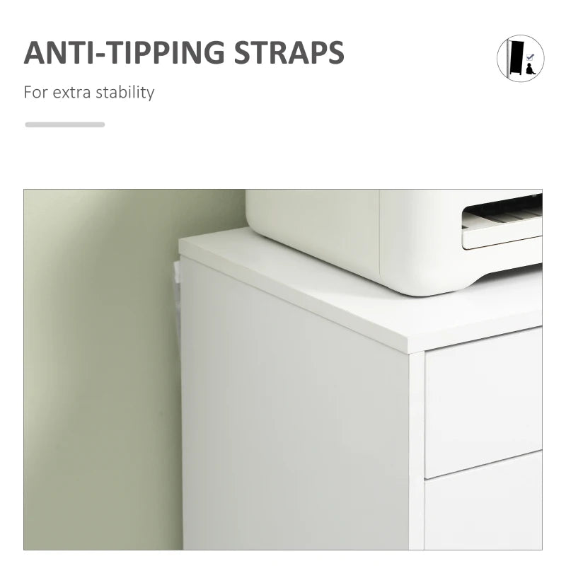 Vinsetto White Seven-Drawer Filing Cabinet on Wheels - Stylish Storage Solution for Home Office Organization