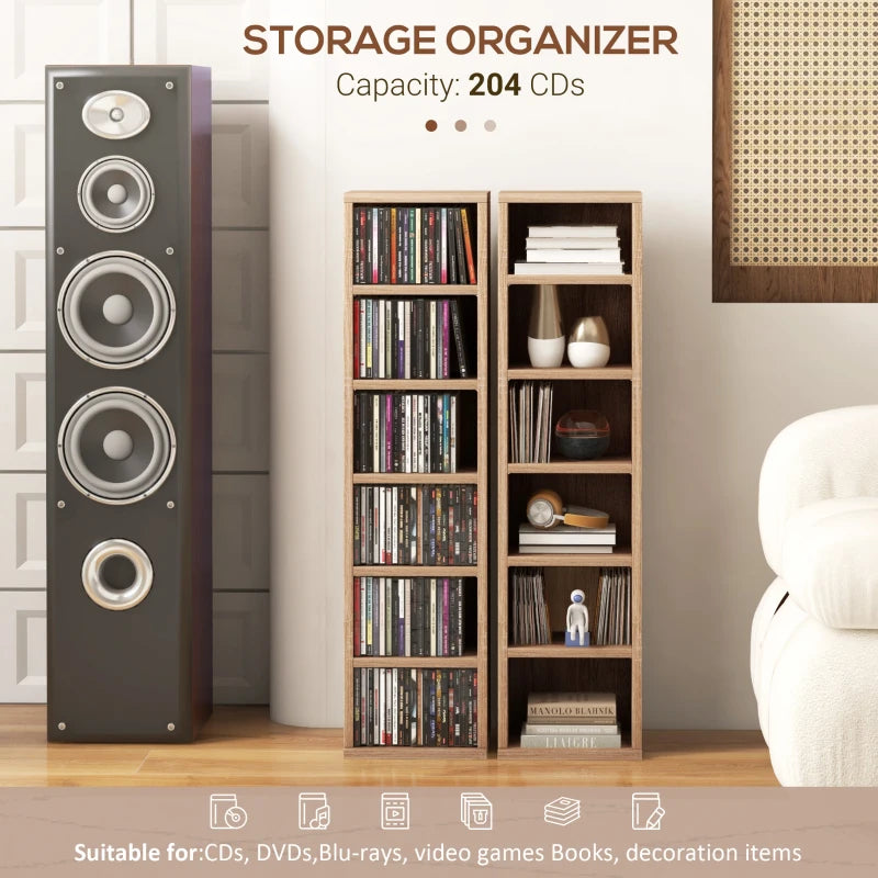 Set of 2 Wood-Effect 102 CD Storage Units - Stylish and Durable Media Organizers for Home or Office