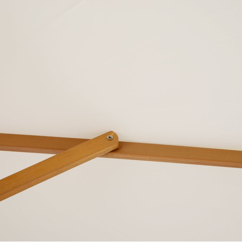 Wooden Garden Parasol Sun Shade - Cream White - 2.5m