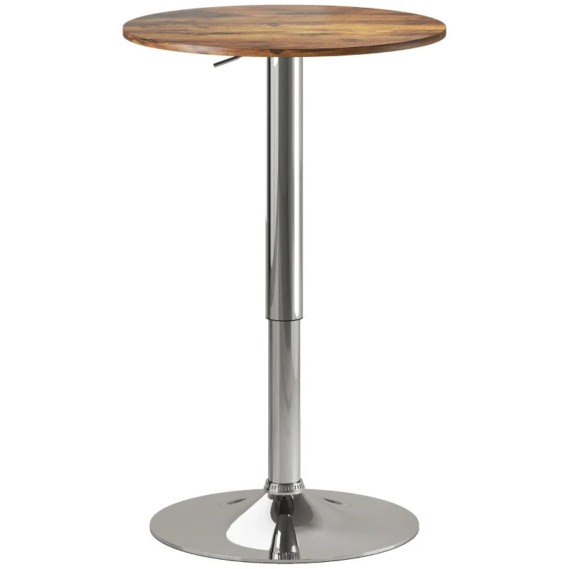 Rustic Brown Round Bar Table - 360° Swivel Counter Pub Table with Adjustable Height for Kitchen & Cafe
