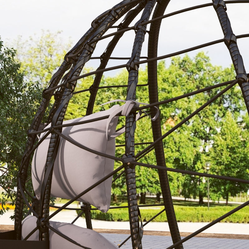 Hanging Egg Chair - Grey Outdoor Indoor Garden Swing Chair with Stand, Thickened Cushion & Headrest - Folding Basket for Patio & Balcony