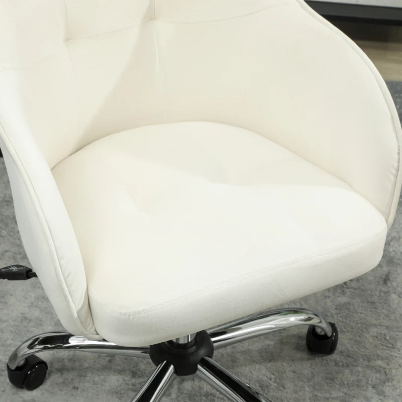 Luxurious Cream Velvet-Feel Office Chair 46-56 cm Height Adjustable Ergonomic Design for Comfort and Style