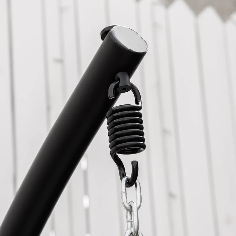 Black Rattan Hanging Egg Chair with Cushion and Stand