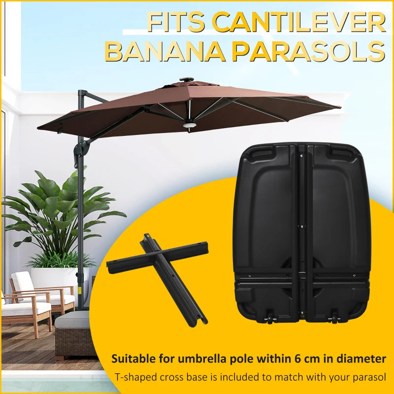 Black Portable Water and Sand Filled Parasol Base - Up to 75kg