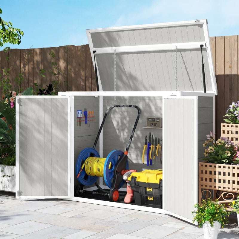 4.7ft x 2.5ft Lockable Light Grey Garden Shed - Outdoor Storage for 2 Trash Cans & Tools