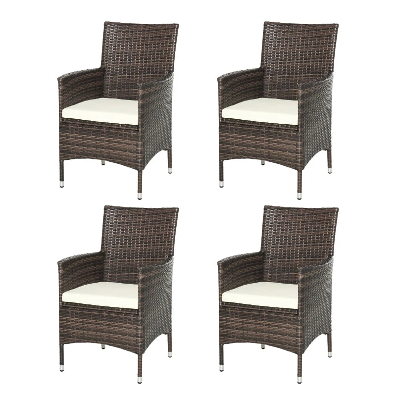 4-Piece Grey Rattan Patio Chair Set with Cushions