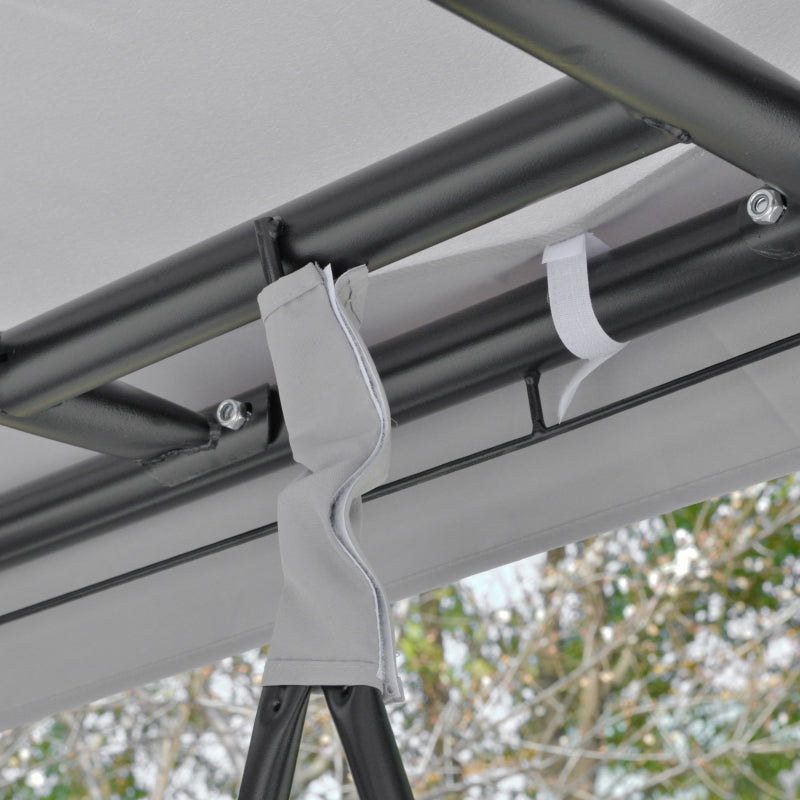 3 Seater Outdoor Swing Bed with Canopy, Cushioned Seat - Light Grey