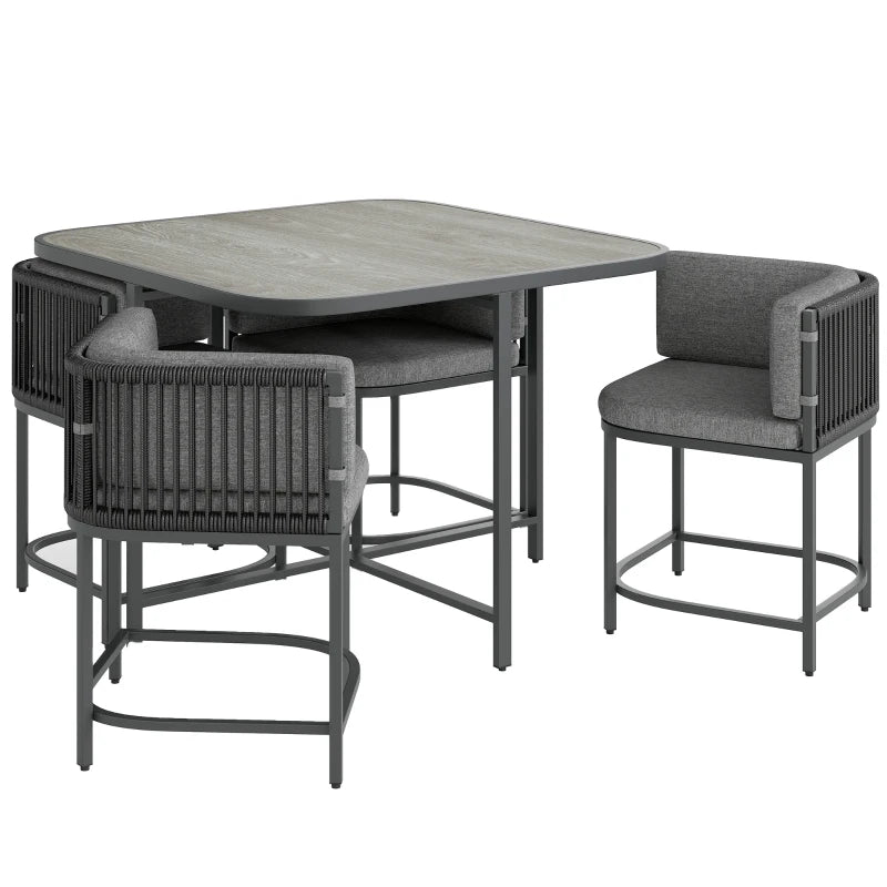 4-Seater Rattan Cubed Garden Furniture Set with Cushions - Charcoal Grey