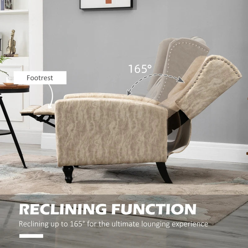 Chesterfield-Style Reclining Armchair in Beige for Ultimate Comfort and Style