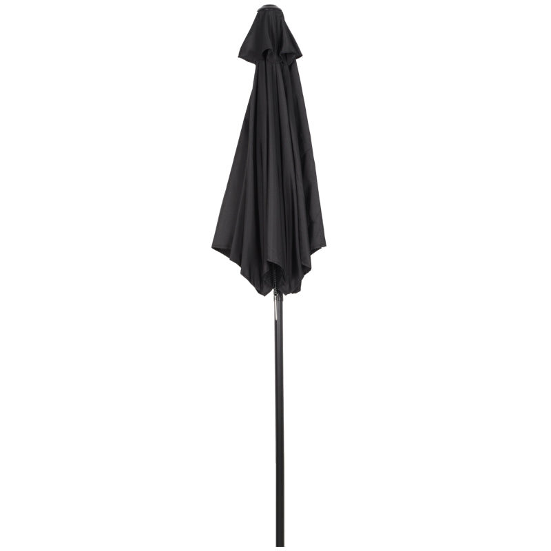 Black 2m Outdoor Garden Parasol Umbrella with 6 Sturdy Ribs