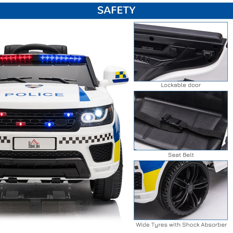 12V Kids Electric Police Car Ride On with Remote Control Siren Lights for Ages 3-6