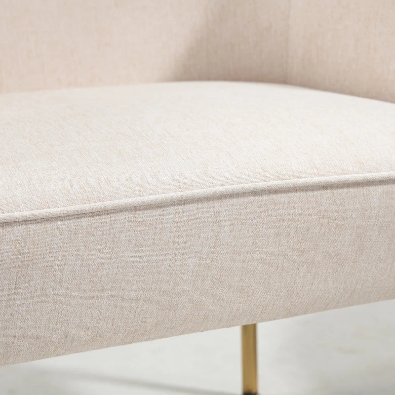 Modern Cream Fabric Accent Chair with Metal Legs for Living Room, Bedroom or Home Office