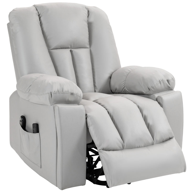 Light Grey Reclining Armchair with Eight Massage Points for Ultimate Comfort