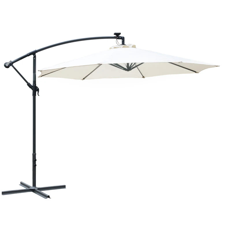 Cream Solar LED Patio Umbrella - 2.95m x 2.45m
