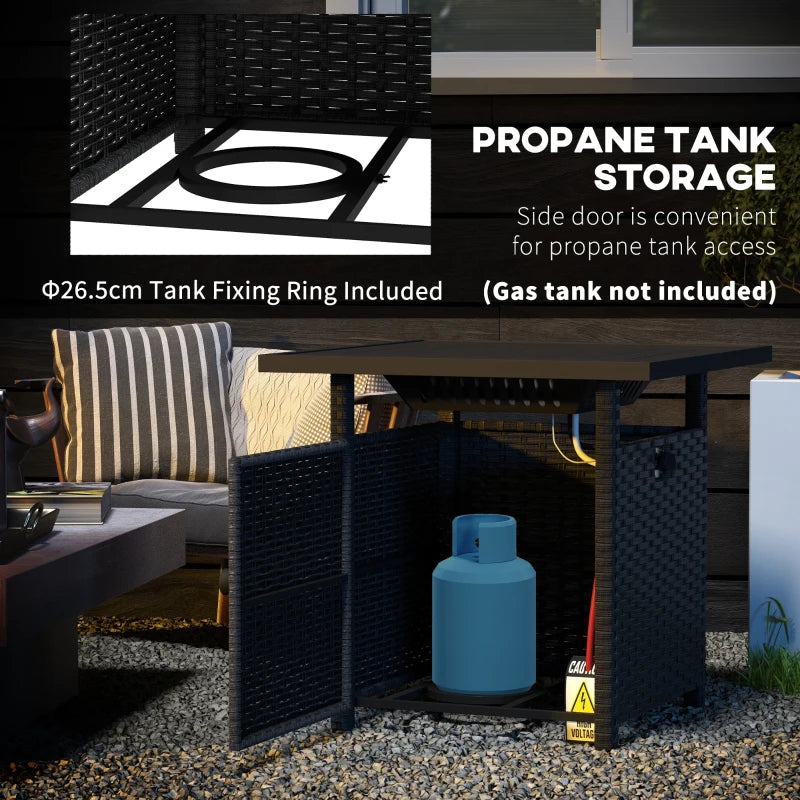 50,000 BTU Black Fire Pit Table with Cover - 72.5 x 72.5cm Outdoor Heating Solution