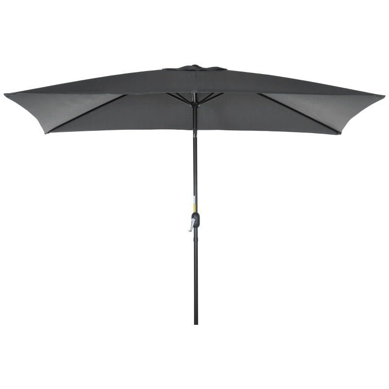 Black Rectangular Garden Parasol Umbrella with Tilt and Crank