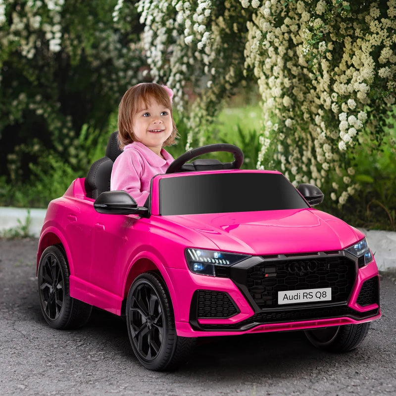 Audi RS Q8 6V Kids Electric Ride-On Car Toy with Remote, USB, MP3, Bluetooth - Pink Color