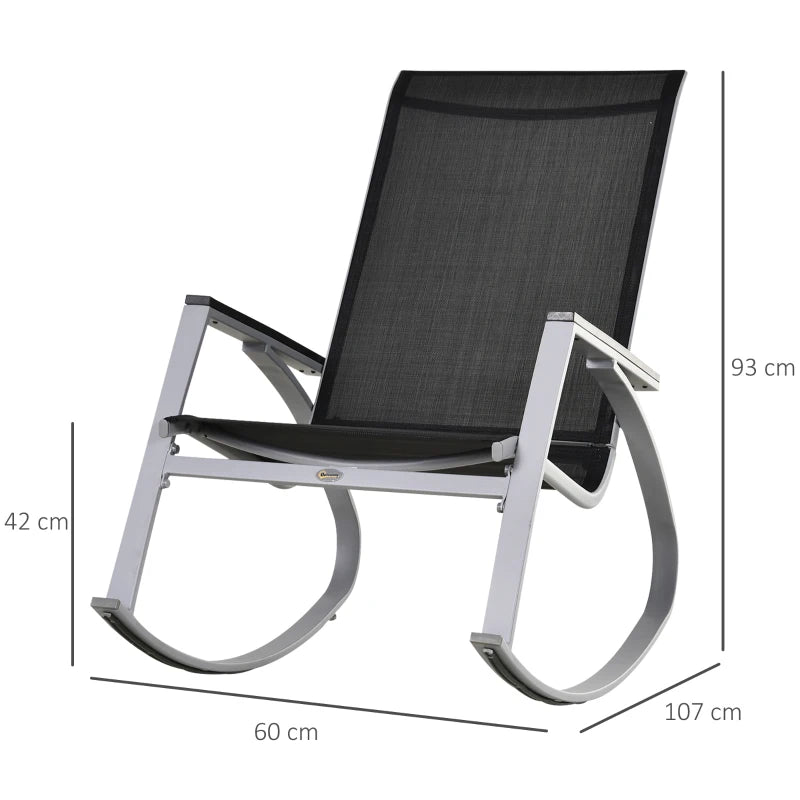 Black High Back Rocking Sun Lounger Chair for Garden Patio