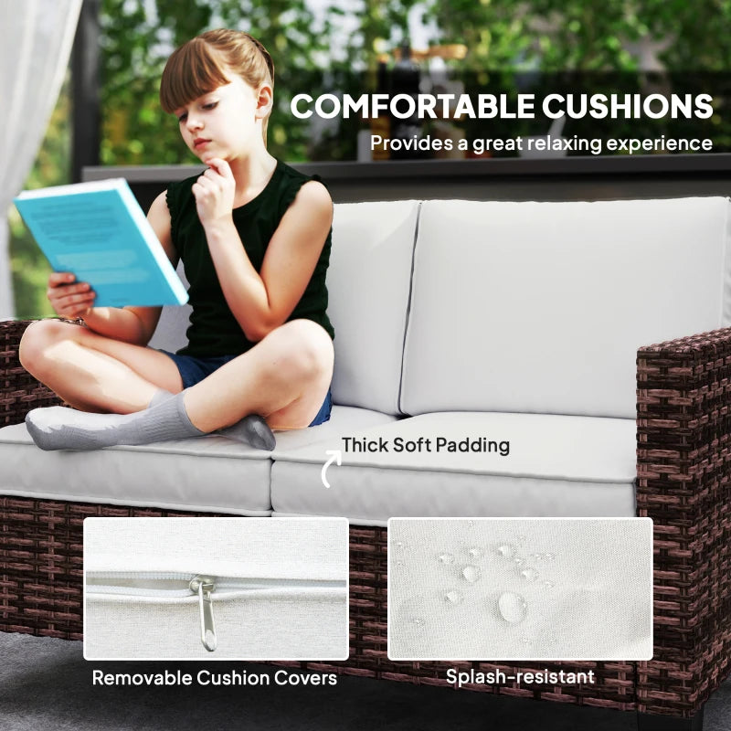 Brown Two-Seater Rattan Outdoor Sofa - Stylish and Comfortable Garden Furniture